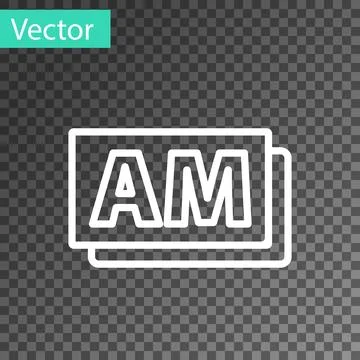 White line Clock AM icon isolated on transparent background. Time symbol.  Ve Stock Illustration