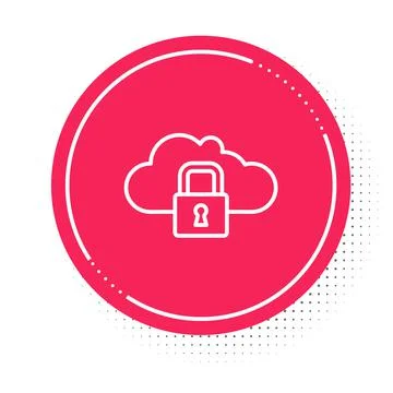 White line Cloud computing lock icon isolated on white background. Security 库存插图