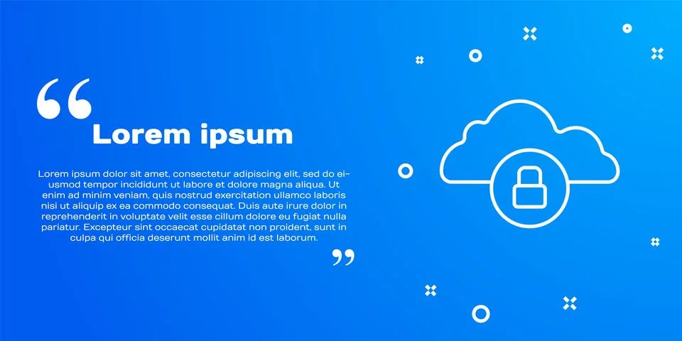 White line Cloud computing lock icon isolated on blue background. Security,.. 库存插图