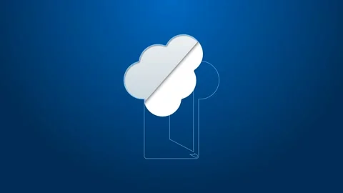 White line Cloud database icon isolated on blue background. Cloud computing Stock Footage 159291005