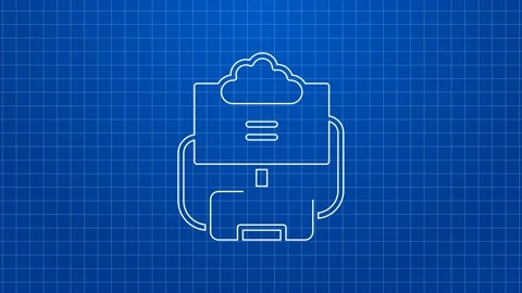 White line Cloud database icon isolated on blue background. Cloud computing Stock Footage 169314961