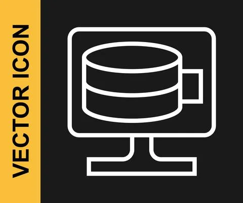 White line Cloud database icon isolated on black background. Cloud computing Stock Illustration