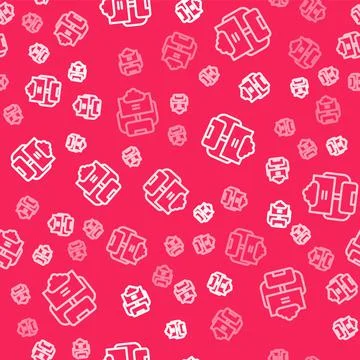 White line Cloud database icon isolated seamless pattern on red background Stock Illustration