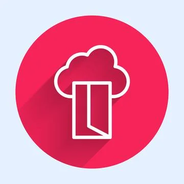 White line Cloud database icon isolated with long shadow background. Cloud 스톡 일러스트
