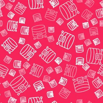 White line Cloud database icon isolated seamless pattern on red background Stock Illustration