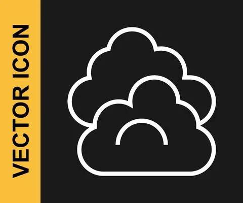 White line Cloud icon isolated on black background. Vector イラスト素材