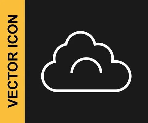 White line Cloud icon isolated on black background. Vector Stock Illustration