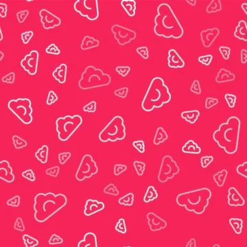 White line Cloud icon isolated seamless pattern on red background.  Vector Stock Illustration