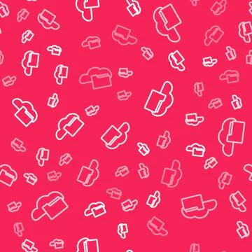 White line Cloud or online library icon isolated seamless pattern on red 스톡 일러스트