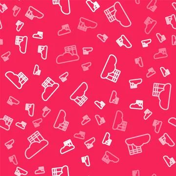 White line Cloud or online library icon isolated seamless pattern on red Illustrazione stock
