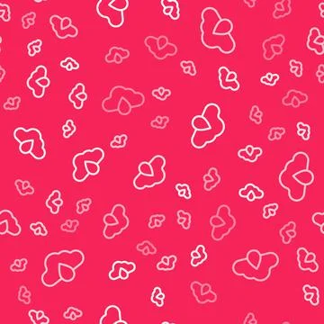 White line Cloud with rain icon isolated seamless pattern on red background Stock Illustration