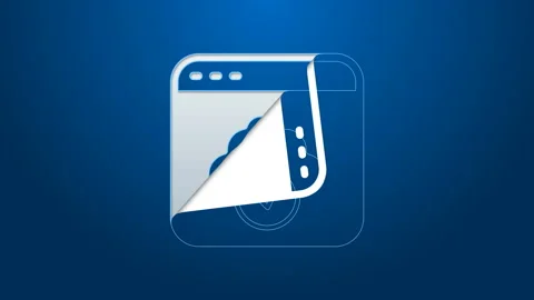 White line Cloud technology data transfer and storage icon isolated on blue Stock Footage 144352470