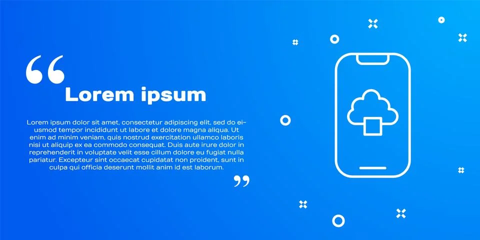 White line Cloud technology data transfer and storage icon isolated on blue 스톡 일러스트