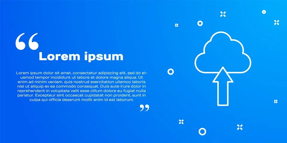 White line Cloud upload icon isolated on blue background. Vector 库存插图