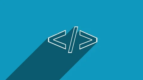 White line coding code html programming language icon with shadow isolated on Stock Footage 159834386