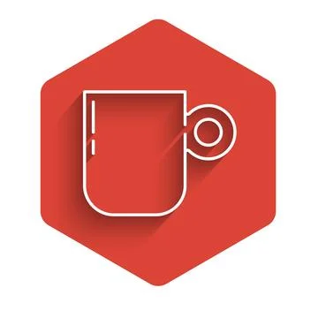 White line Coffee cup icon isolated with long shadow. Tea cup. Hot drink co.. Stock Illustration
