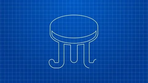 White line Coffee table icon isolated on blue background. Street cafe. 4K Video Stock Footage 169311028