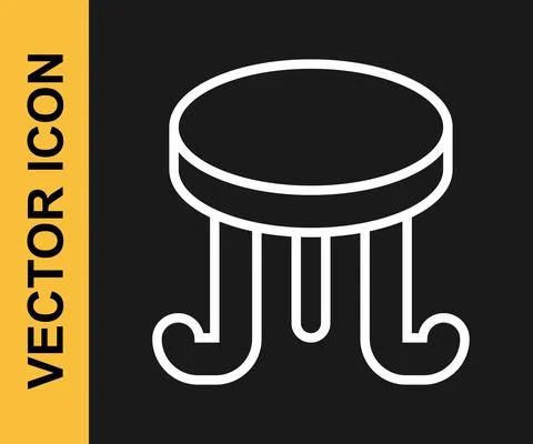 White line Coffee table icon isolated on black background. Street cafe. Vector 스톡 일러스트