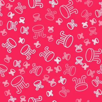 White line Coffee table icon isolated seamless pattern on red background. Str Stock Illustration