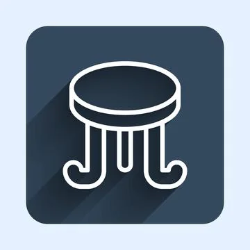 White line Coffee table icon isolated with long shadow background. Street caf イラスト素材