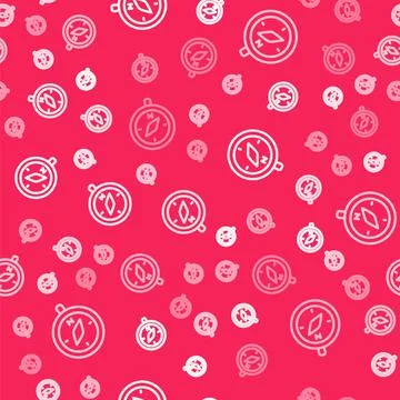 White line Compass icon isolated seamless pattern on red background. Windrose Stock Illustration