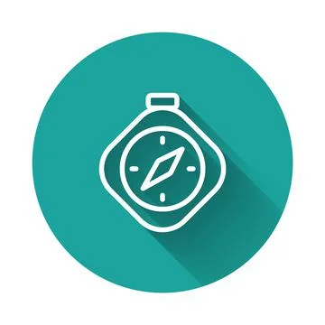 White line Compass icon isolated with long shadow background. Windrose Stock Illustration