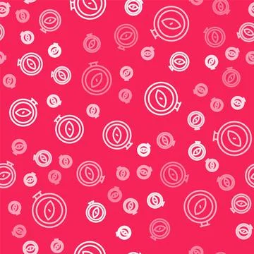 White line Compass icon isolated seamless pattern on red background. Windrose Illustrazione stock