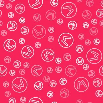 White line Compass north icon isolated seamless pattern on red background 스톡 일러스트