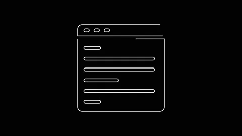 White line Computer api interface icon isolated on black background. Application Stock Footage 142982173