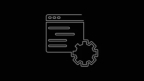 White line Computer api interface icon isolated on black background. Application Video stock 167595357