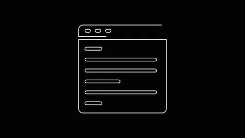 White line Computer api interface icon isolated on black background. Application Video stock 167595410