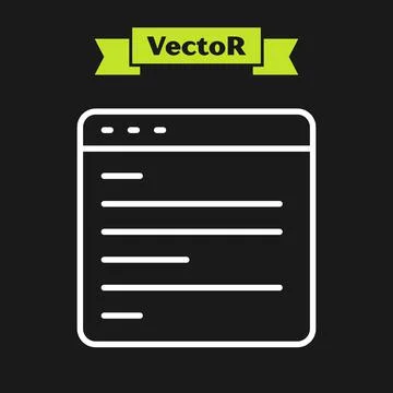 White line Computer api interface icon isolated on black background. Application 스톡 일러스트