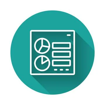 White line Computer api interface icon isolated with long shadow background Stock Illustration