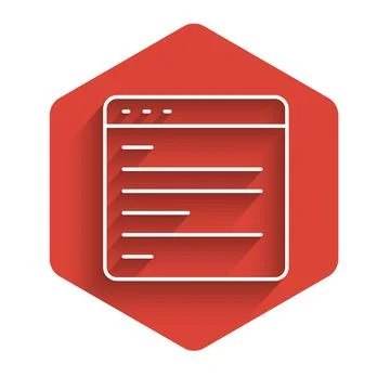 White line Computer api interface icon isolated with long shadow. Application Stock Illustration