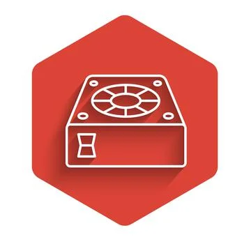 White line Computer cooler icon isolated with long shadow background. PC 스톡 일러스트