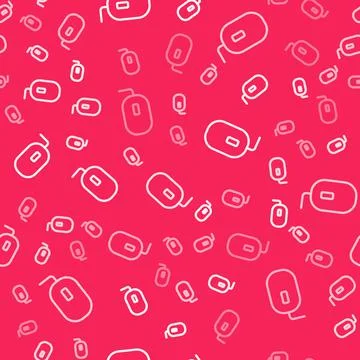 White line Computer mouse gaming icon isolated seamless pattern on red Stock Illustration