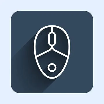 White line Computer mouse gaming icon isolated with long shadow background. O 스톡 일러스트
