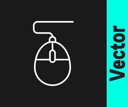 White line Computer mouse gaming icon isolated on black background. Optical with Stockillustratie