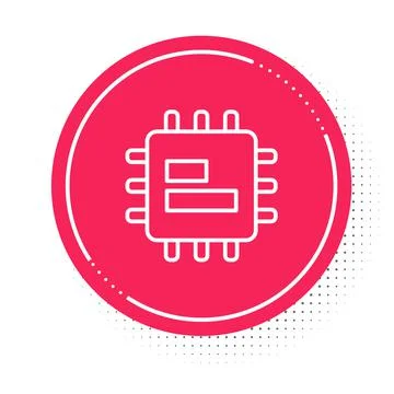 White line Computer processor with microcircuits CPU icon isolated on white イラスト素材