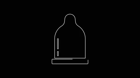 White line Condom icon isolated on black background. Safe love symbol 動画素材 167597657
