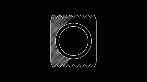 White line Condom in package icon isolated on black background. Safe love symbol 動画素材 203686158