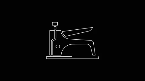 White line Construction stapler icon isolated on black background. Working tool Stock Footage 161993856