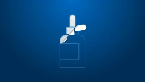 White line Cream or lotion cosmetic tube icon isolated on blue background. Body Stock Footage 144356506