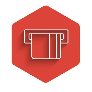 White line Credit card inserted in card reader icon isolated with long shadow Illustration