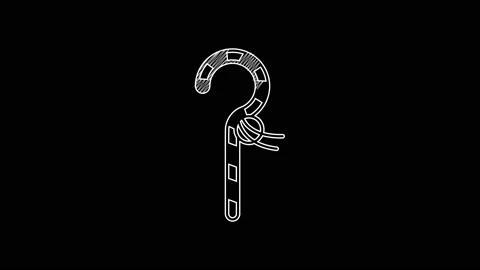 White line Crook icon isolated on black background. Ancient Egypt symbol Stock Footage 203660014