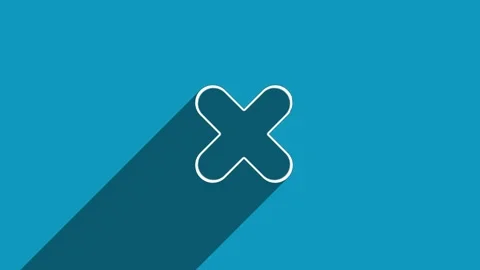 White line cross mark icon with shadow isolated on blue background. Shadow Stock Footage 159834289
