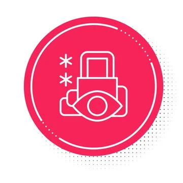White line Cyber security icon isolated on white background. Closed padlock on Stock Illustration