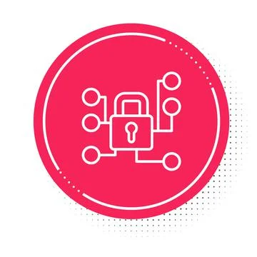 White line Cyber security icon isolated on white background. Closed padlock o Stock Illustration
