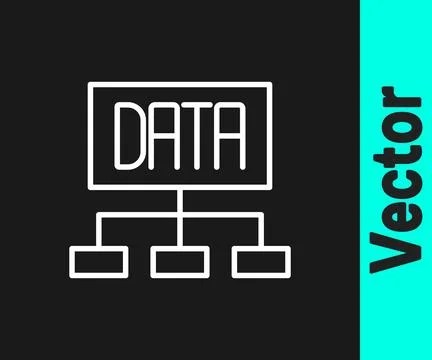 White line Data analysis icon isolated on black background. Business data Stock Illustration
