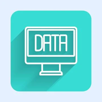 White line Data analysis icon isolated with long shadow background. Busines.. 스톡 일러스트